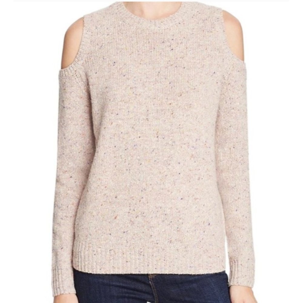 Rebecca Minkoff Blush Confetti Merino Wool Cold Shoulder Sweater Size Small